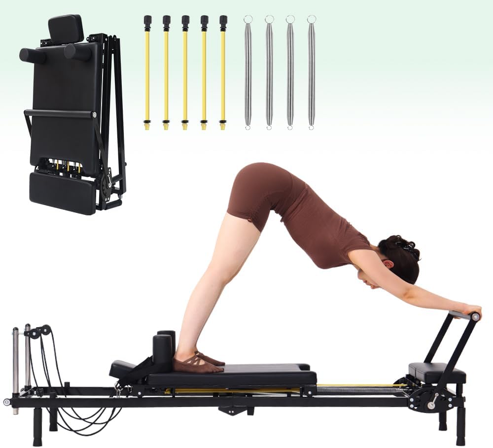 Pilates Reformer Spring - Foldable Pilates Reformer Machine, 2-in-1 Resistance