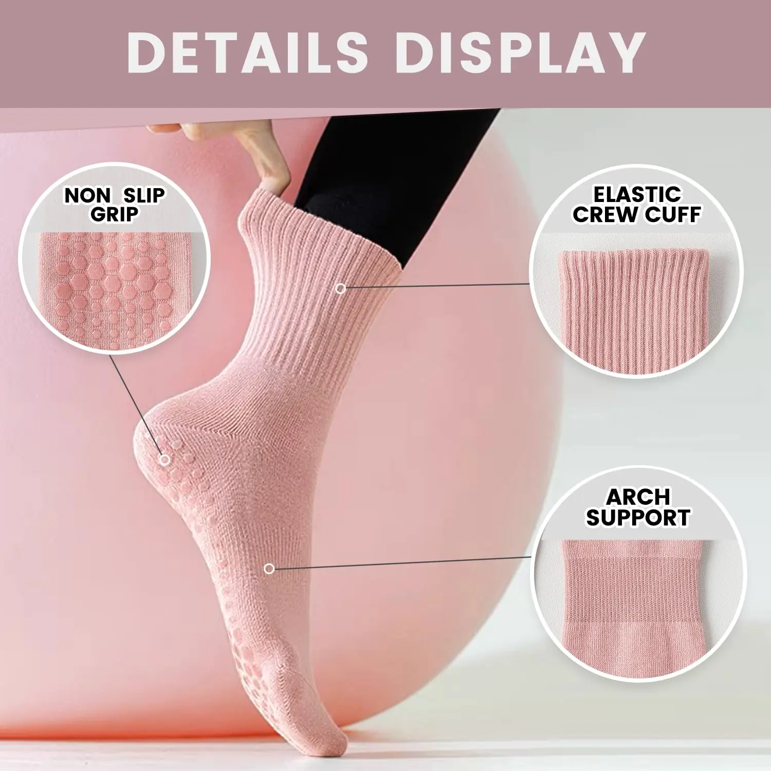 4 pairs of women's yoga socks, - Pilates & Yoga Vida ulasan dan harga
