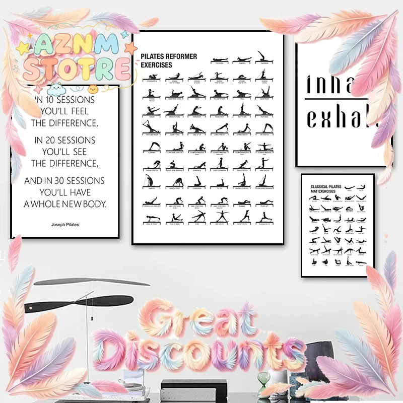 Pilates Workout Chart Poster C - Pilates Yoga Gifts ulasan dan harga